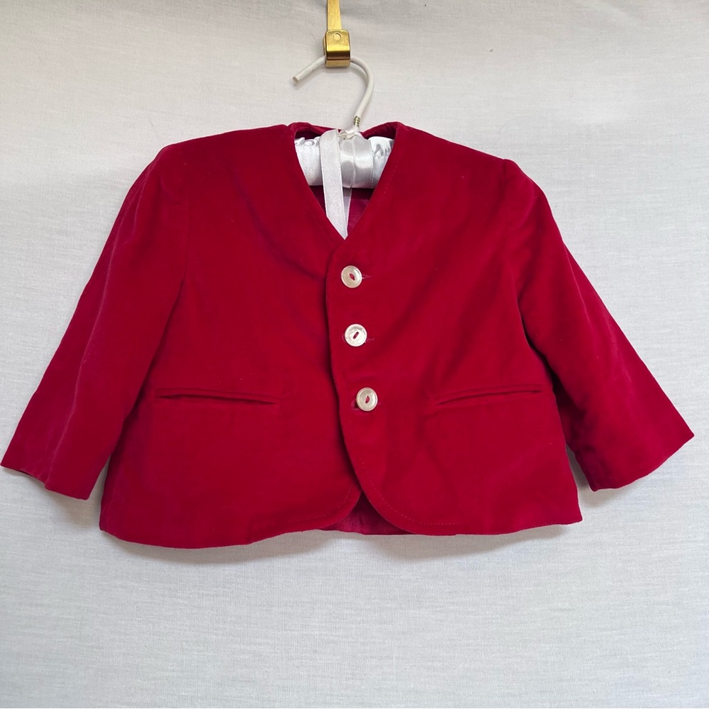 Vintage Classic Red Velvet Kids Jacket